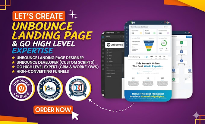 unbounce landing page designer unbounce developer go high level expert workflow