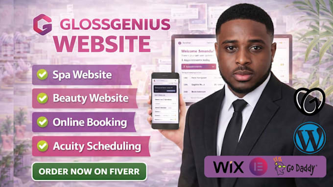 do spa beauty salon website, acuity scheduling glossgenius online booking on wix