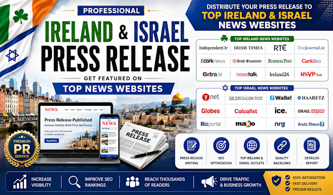 distribute press release to major ireland and israel news websites
