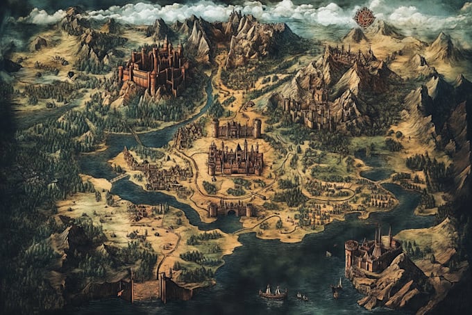 draw high quality professional fantasy map for dnd campaign