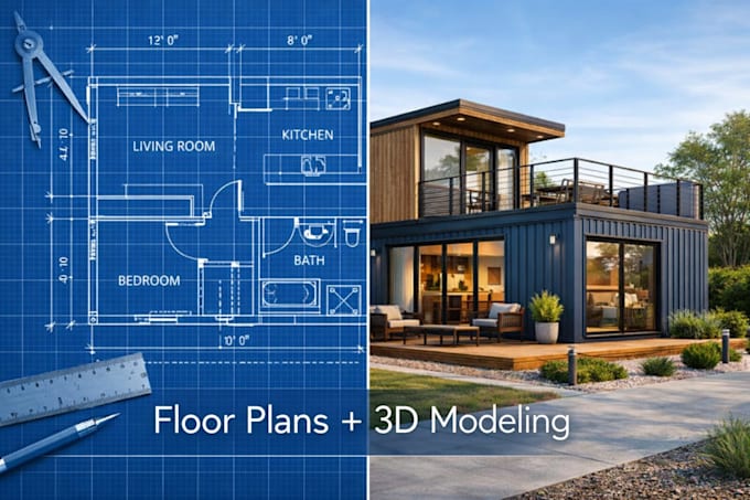 design modern container house plans with floor plan and 3d