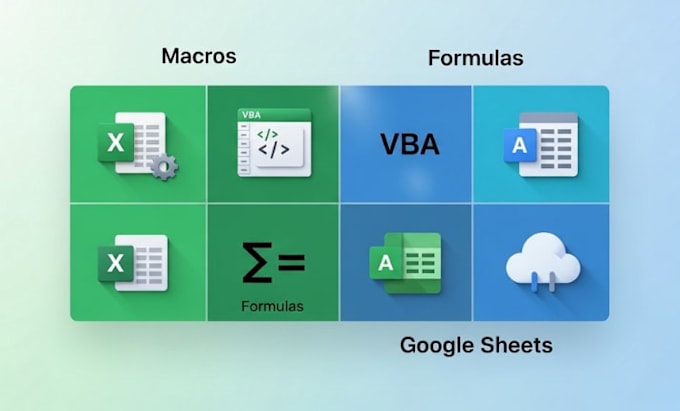 automate excel macros, vba, formulas and google sheets