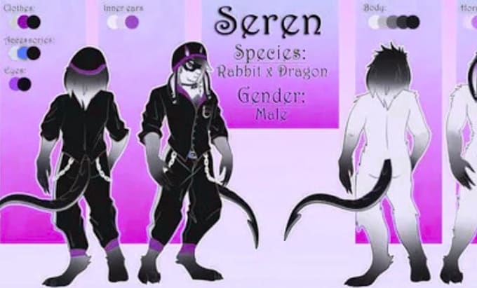 draw your furry or fursona reference sheet