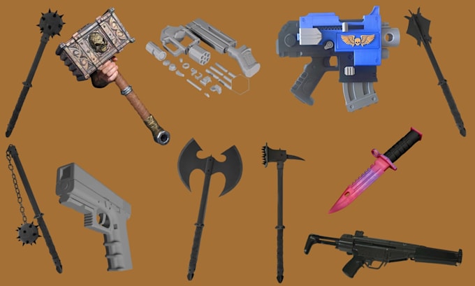 create cosplay 3d armor, sword, props, weapon, realistic weapon for 3d printing