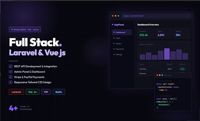 build a full stack web application using laravel and vue js