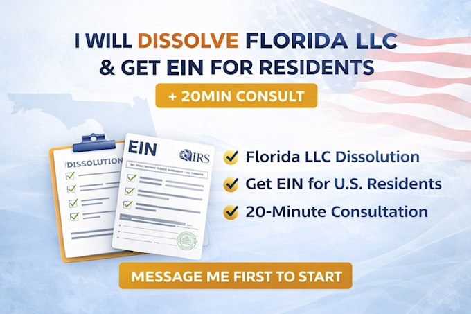 dissolve florida US llc registration obtain ein for resident, 20min consultation
