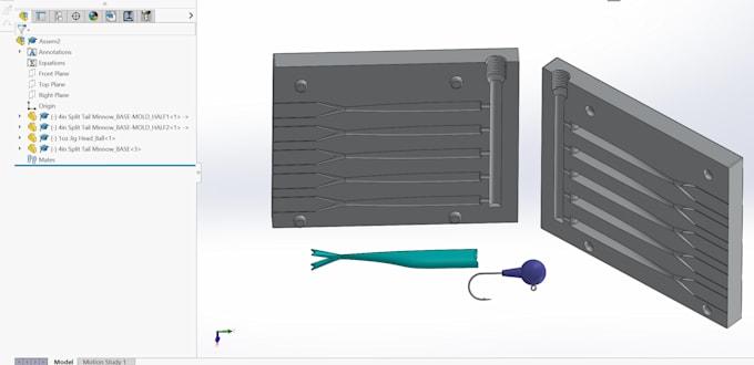 create cad designs for soft plastic bait molds