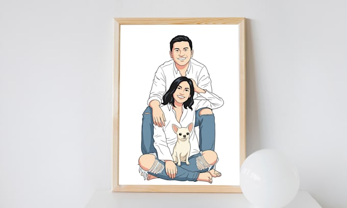 draw custom vector couple illustration for wedding gift