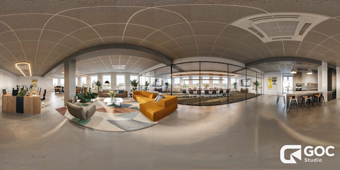 create 3d 360 panorama render for interior and exterior