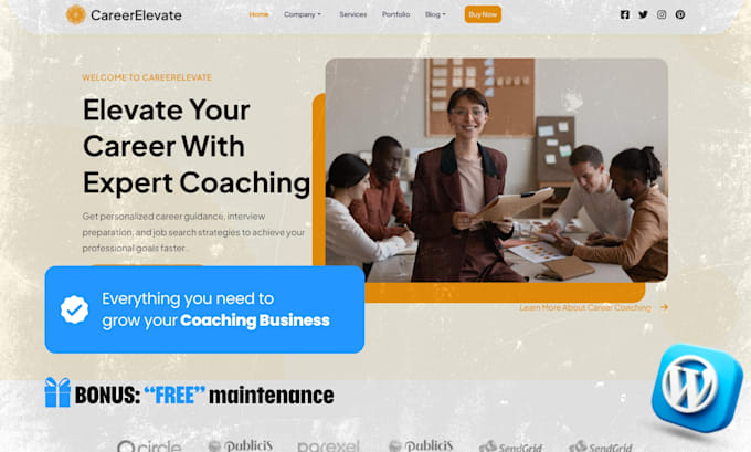 create a wordpress coaching website with online courses and membership