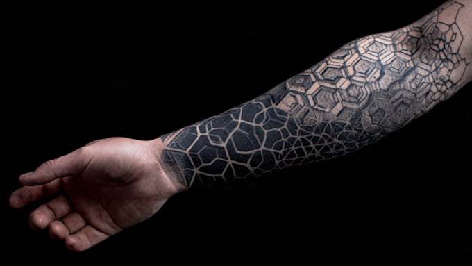 create sleeve tattoo design in geometric style