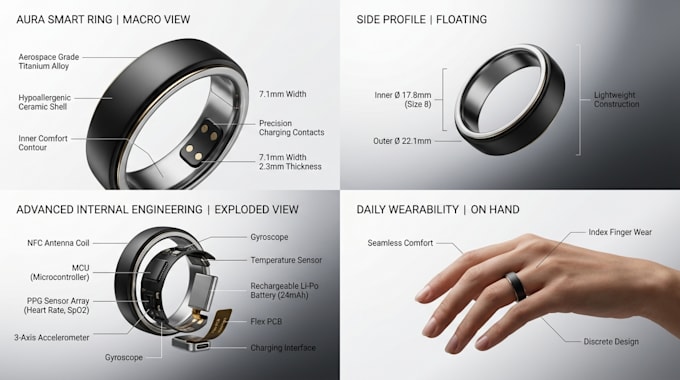 design smart rings and wearable tech devices, 3d cad enclosure and prototype