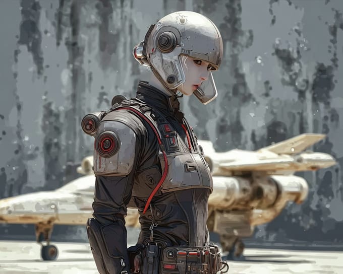 Draw detailed sci fi character art, cyberpunk, futuristic designs by ...