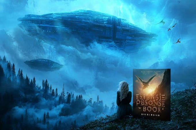 create a stunning cinematic sci fi book cover illustration