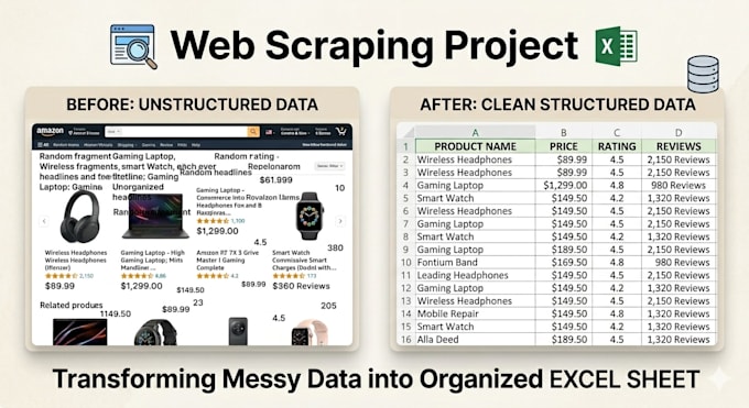 do web scraping, data extraction, and excel automation using python or vba