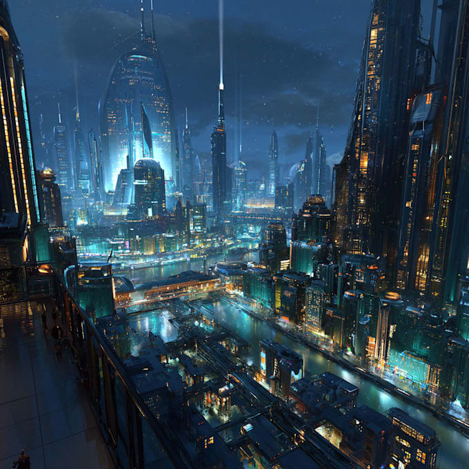 create professional futuristic cityscape concept art