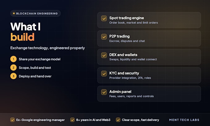 develop a crypto exchange, p2p exchange or dex platform with admin panel