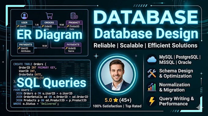 designer diagram, database schema and sql queries for your system