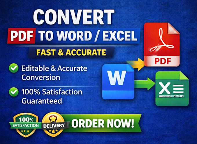 do accurate excel data entry, PDF to excel and typing