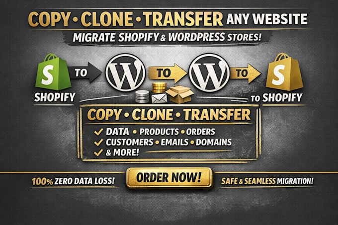 copy clone transfer wordpress website migrate wordpress product to shopify store