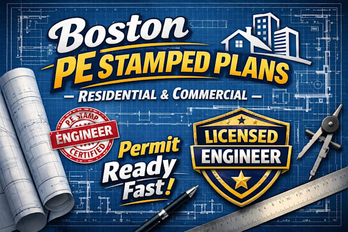 Draw pe stamped residential commercial plans in boston for permit ...