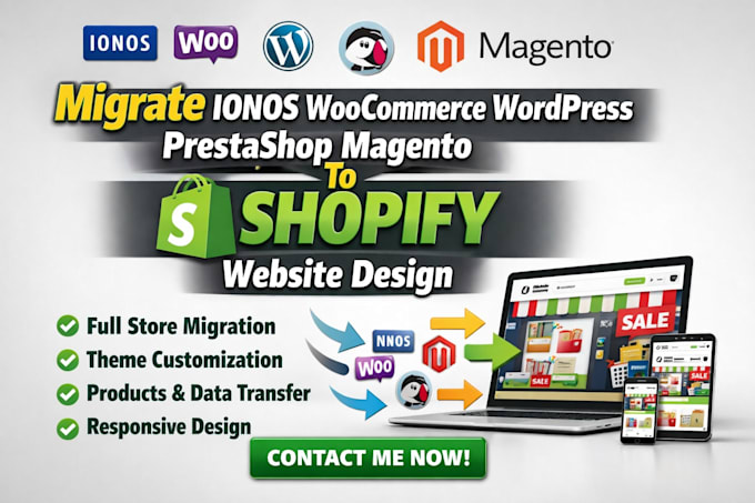 migrate ionos woocommerce wordpress prestashop magento to shopify website design