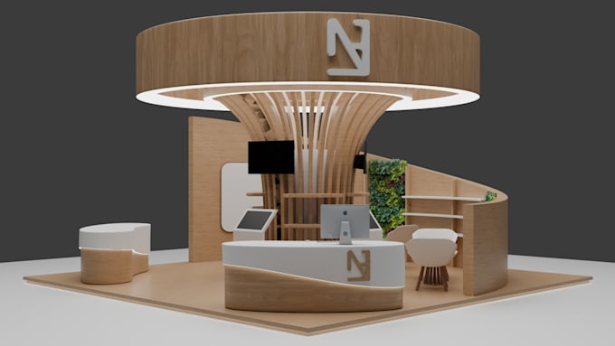 design 3d and render exhibition booth and stand