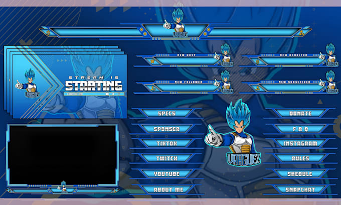 design twitch overlay animated stream graphics webcam vtuber package obs panels