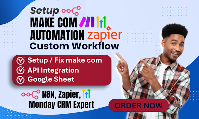 setup  make com automation ,make com , made com, zapier , n8n ,api intergration