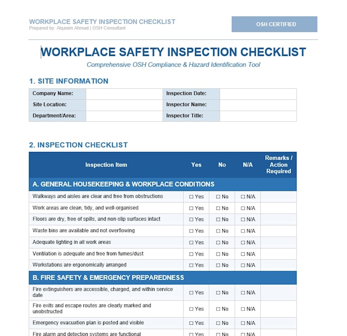 write professional osh safety documents