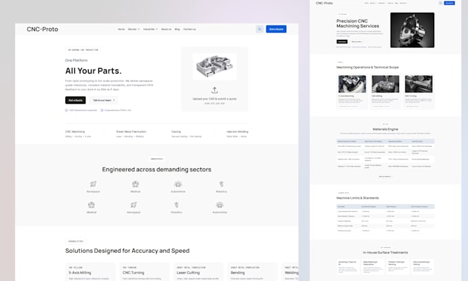 design and build a cnc machining website for b2b leads