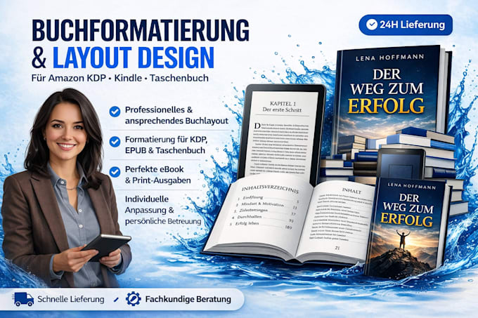 professionelles buchlayout und buchformatierung für KDP erstellen