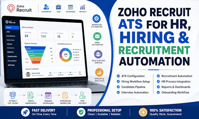 configure and setup zoho recruit ats for HR, hiring and recruitment automation