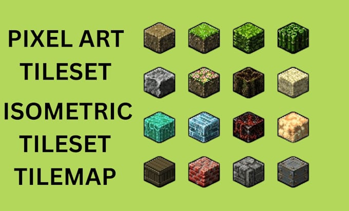 isometric pixel art tileset, tilemap, game assets, environment, 8bit
