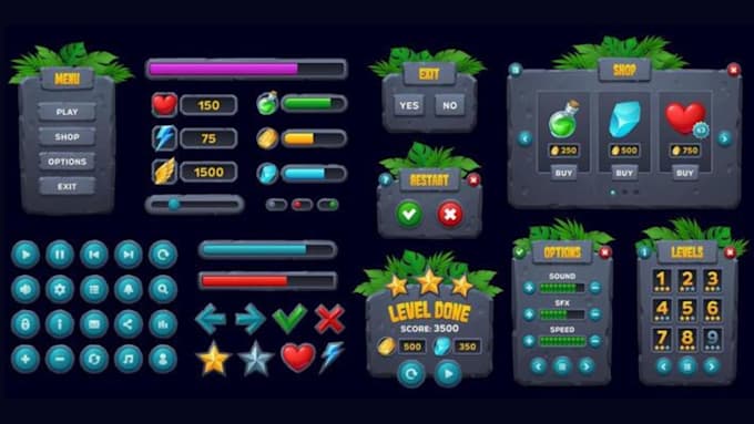 Design pixel art game ui, hud assets, props, game icons, pixel art ...