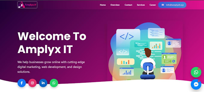 do custom website development as a full stack and front end developer