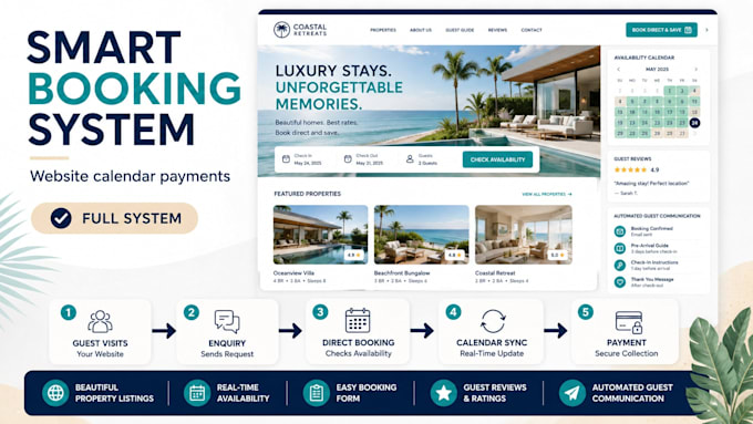 design airbnb website direct booking vacation rental property management website