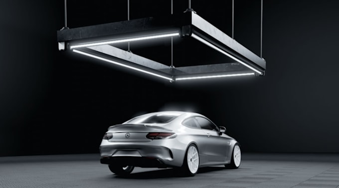 realistic 3d car studio, showroom interior,studio environment, automotive render