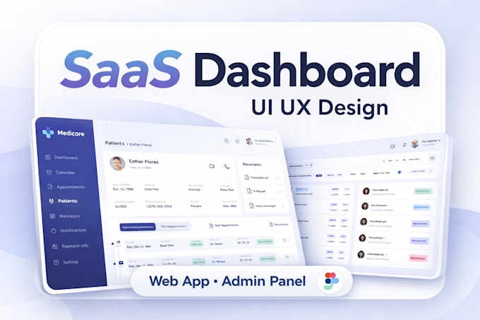 design saas dashboard, web app, admin panel UI UX in figma