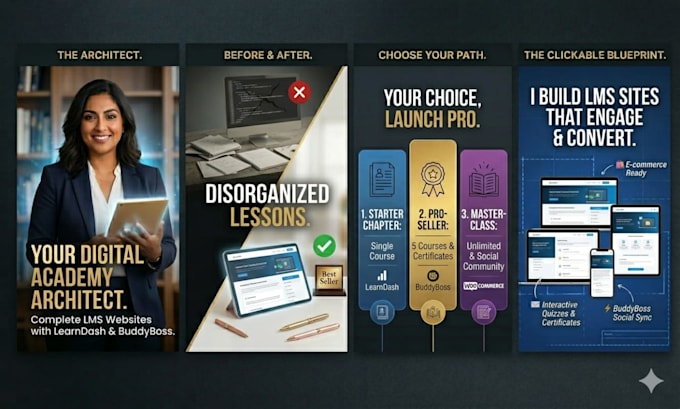develop wordpress elearning website, lms with learndash, buddyboss, tutor lms