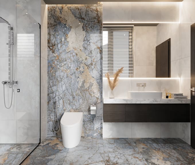 create realistic 3d bathroom interior design