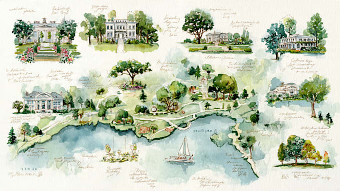 create custom hand drawn map in watercolor style