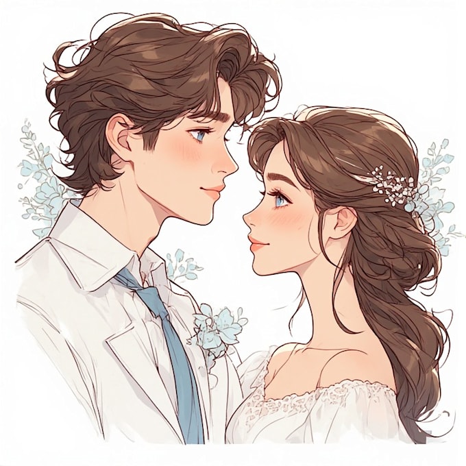 draw a romantic couple portrait illustration