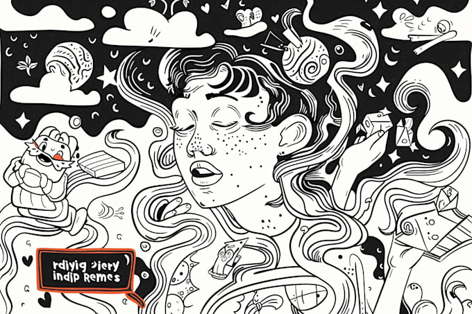 create vector doodle line art illustration in my style