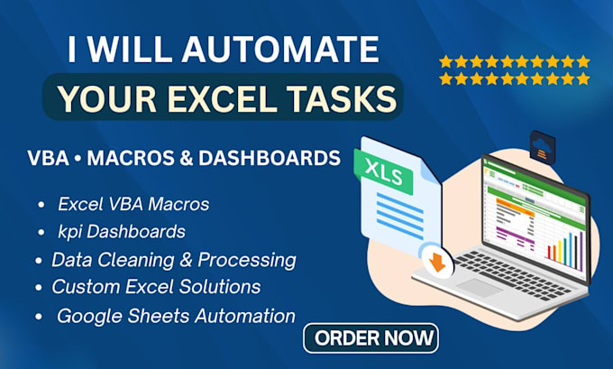 do excel vba, macro, formulas dashboards and spreadsheets automation ,data entry