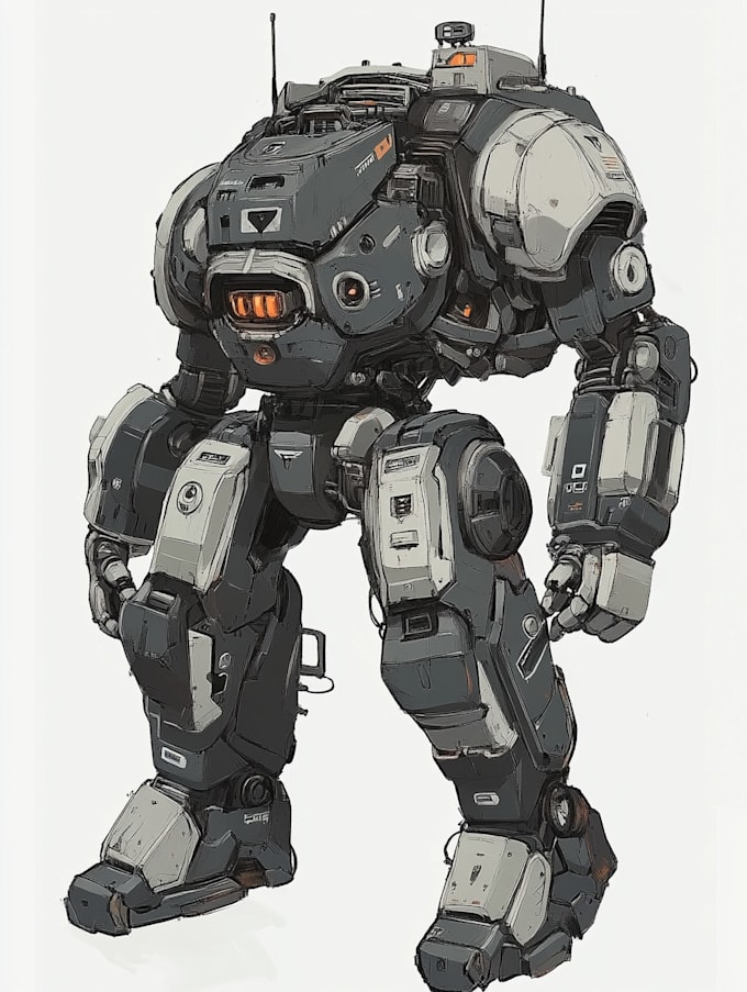 create anime style mecha robot illustrations