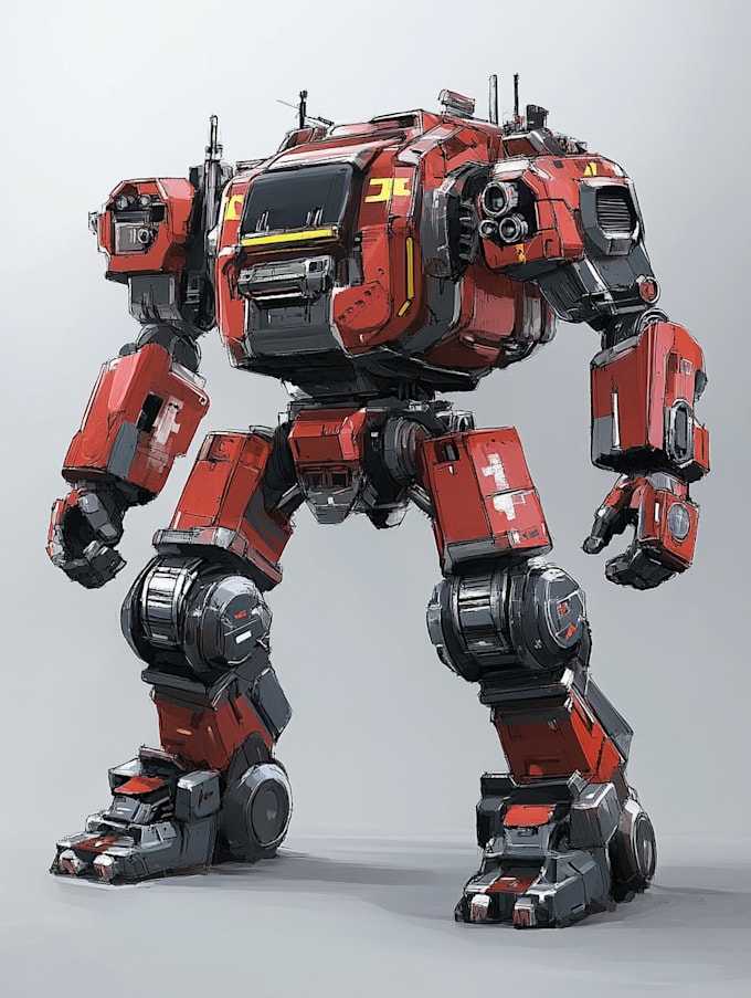 draw anime style mecha robot illustrations