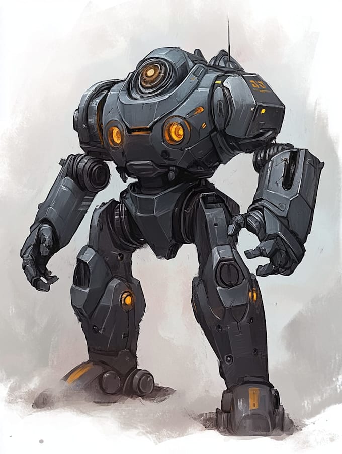 create anime style mecha robot illustrations