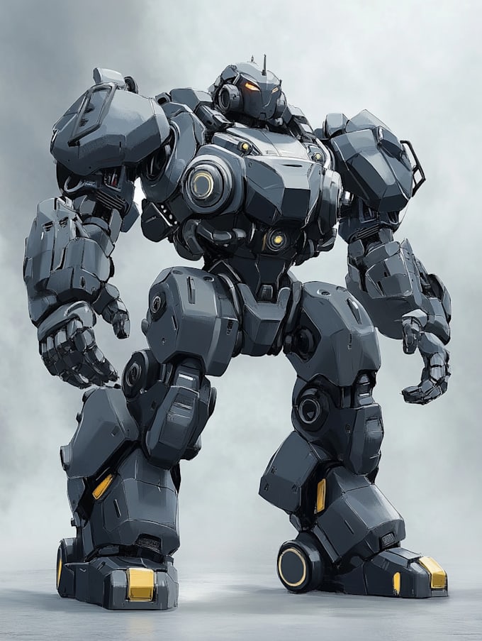 create anime style mecha robot illustrations