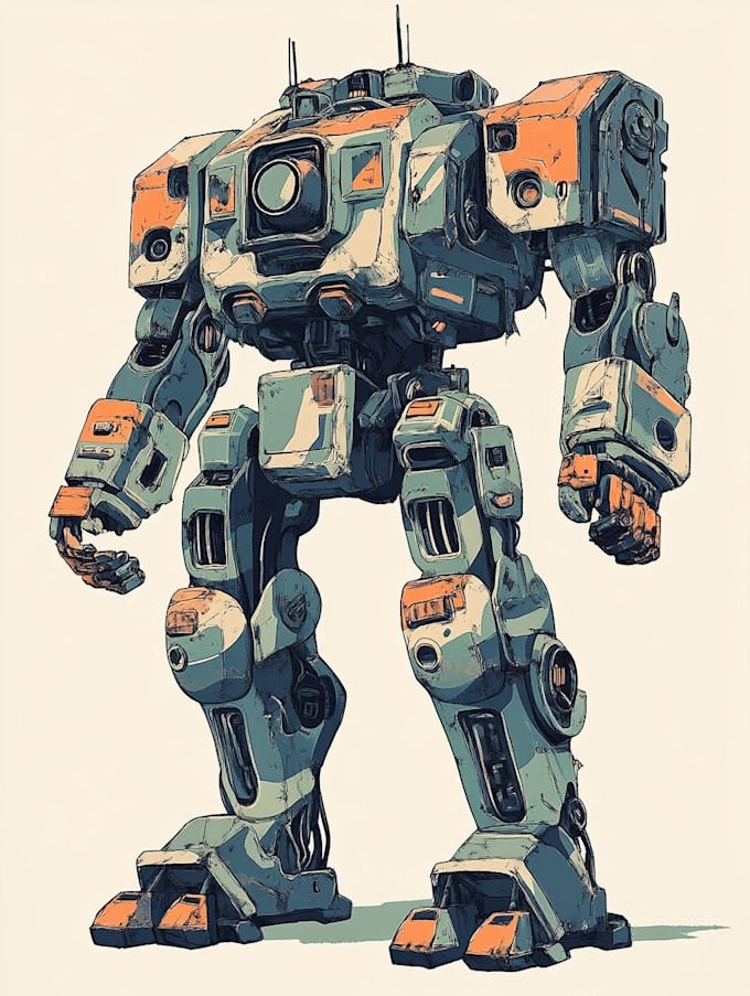 do anime style mecha robot illustrations